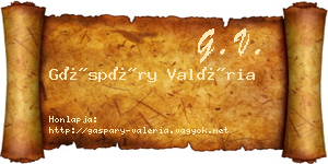 Gáspáry Valéria névjegykártya